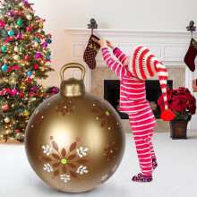 Grande décoration de Noël gonflable de 60 cm pour l'extérieur : boule décorée pour décorer le porche, la pelouse ou le jardin pendant les