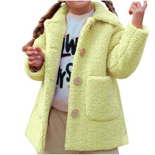 Mädchen Fleece-Langmantel Tollder Kinder Einfarbige Winter-Fleece-Oberbekleidung Winddicht Warme Jacke mit Reverskragen für 2-9 Jahre