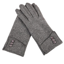 Women's Winter Gloves with Soft Lining and Button Decoration Cuff for Warm Fashionable Wear Grey