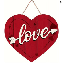 1PC Heart-Shaped Valentine's Day Door Sign, Wooden Decor for Front Door, Table, Window, Wall – 11" Compatible with Valentine's Day & Anniversary