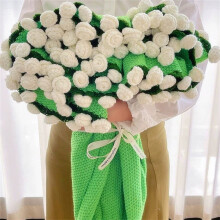 Crochet Flower Bouquet Blanket, Handmade Knitted Rose Throw – Romantic Gift for Her (Valentine's, Mother's Day, Wedding), 31.5", White