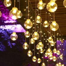Wishing Ball Curtain Lights 137.8Inches Window Curtain String Lights with Remote, Twinkle Globe Fairy Lights for Wedding Party Bedroom Decoration