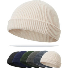 Tenká rybárska čiapka Beanie pre mužov a ženy, jeseň/zima - vlnená pletená manžeta, krátka módna čiapka s hodinkami, čiapka s lebkou