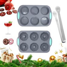 2026 Upgraded 6-Hole Wreath Ice Mold, 4 Styles Silicone DIY Tray for Dishwasher – Compatible with C+E