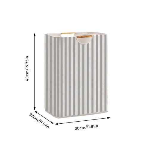 Cesto de roupa suja dobrável com alça de bambu, 36L, cinza. 1