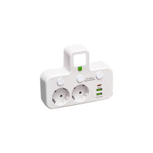 Jatkojohto USB-porteilla ja yksittäisillä kytkimillä 2500 W