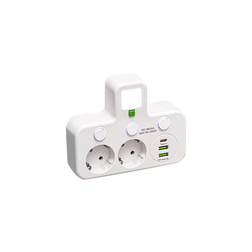 Multipresa con porte USB e interruttori individuali 2500W