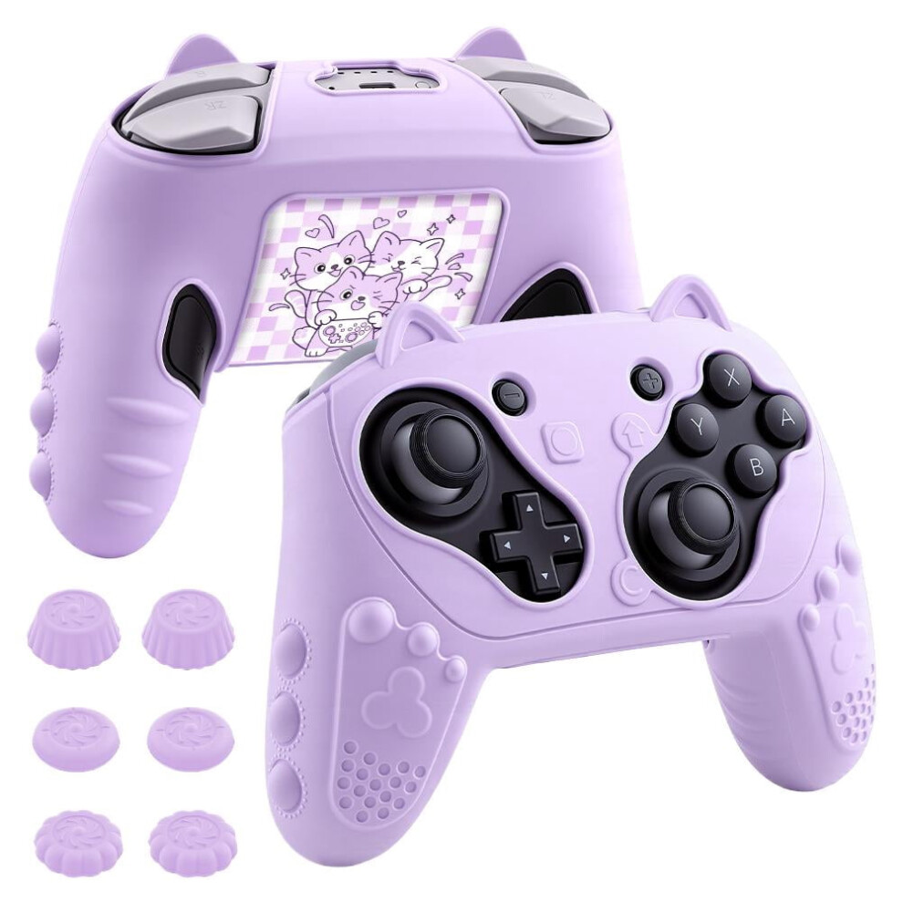 Silicone Protective Case For Switch2 Pro Controller, Anti-Slip Cover With 2 Thumb Grip Caps & 2 Stickers Â Skin-Friendly 9399596555904