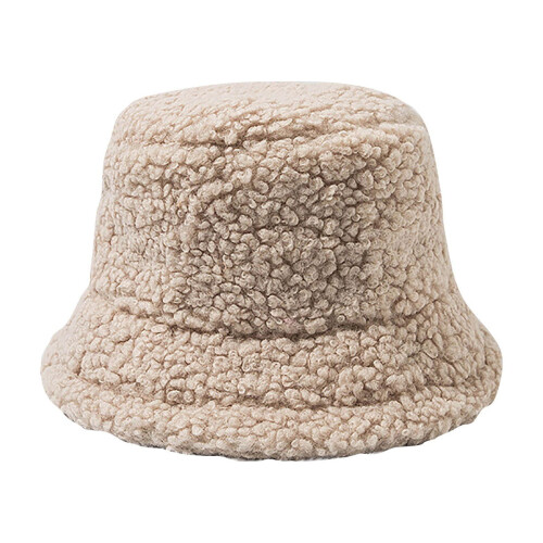 Fleecehattar för kvinnor, mysiga vintermjuka, vikbara utomhuskepsar, beige