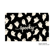 Set van 4 linnen tafelmatjes met Halloween-spookmotief, 30 x 45 cm.