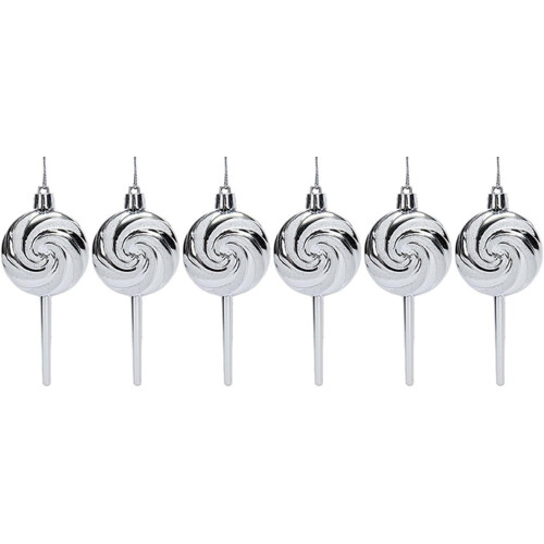 Julegodteri-pynt 11 cm 6 stk. plastglitterdekor