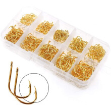 500PCS Small Fishing Hooks, 10 Sizes (3#-12#), Portable Plastic Box, Strong & Barbed, Compatible with Sharp Fishhook for Freshwater/Seawater