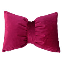 Bow-Shaped Decorative Pillow, Soft Plush Lumbar Cushion for Sofa, Car Backrest & Home (Red, 11x16in)