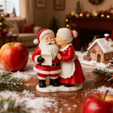 Figurines de Monsieur et Madame Claus en résine peintes à la main pour la Saint-Valentin