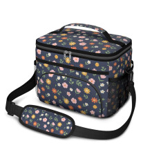 Sac à lunch isotherme à motif floral pour femmes et hommes – Étanche, bandoulière réglable, 25,4 x 17 x 20,3 cm, compatible avec les boîtes
