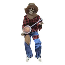 Halloween-animoitu banjo-luurankokoriste, monikielinen musiikkiluurankokoriste, 5,12 x 4,33 tuumaa, sisävalokuvien juhlakoristeet