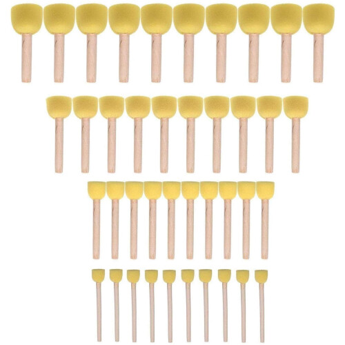 40-Pieces Assorted Size Round Sponges Brush Set, Paint Tools for Kids
