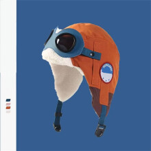 Boy's Aviator Helmet Hat with Faux Fur Ear Muffs, Chin Strap & Goggles – Windproof for Biking, ATV, Adventure Play – Saffron