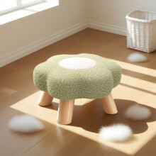 Flower-shaped footstool velvet padded wooden legs
