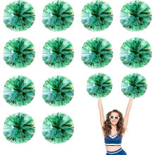 Cheerleader Pom Poms 12 Pack Sports Dance Cheering Plastic Metallic Cheerleading Pom Poms for Kids Adults