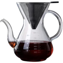 Pour Over Coffee Maker, 800ml Borosilicate Glass Carafe & Stainless Steel Filter – Paperless Dripper Brewer