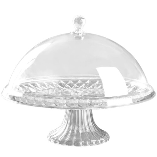 Decoratieve serveerschaal met deksel, transparant plastic, 25 cm