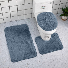 Ensemble de tapis de bain shaggy antidérapant et absorbant 3 pièces