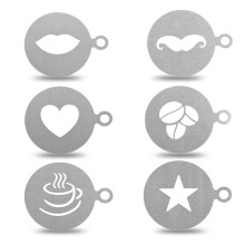 Food Grade 304 Stainless Steel Coffee Art Stencils for Cocoa Chocolate Sprinkling