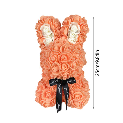 Rosenhasenfigur, handgefertigt, künstliche Rose, 1 Stück 1
