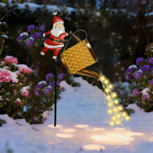 Guirlandes solaires d'extérieur - Décorations de Noël Père Noël, lampes solaires de sol avec LED colorées en résine pour jardin, terrasse,