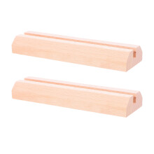 Beige Wood Sign Holder Rustic Desktop Base for Calendars and Menus 2Pcs