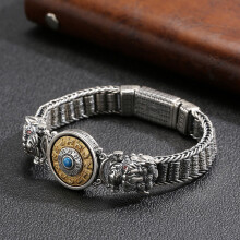 Pulseira vintage masculina personalizada, 18-22cm