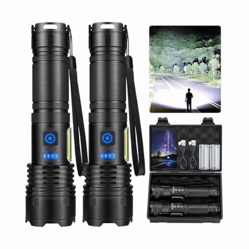 Rechargeable LED Flashlight 2-Pack, 990000 Lumen, 7 Modes &