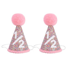 Syntymäpäiväkruunu 6 kuukauden ikäiselle vauvalle, glitterkartiohattu, 2 kpl