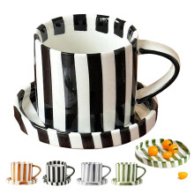 Espresso Cups Ceramic Coffee Mug Series European Striped Dot Coffee Cup And Saucer Mug Cake Plate Afternoon Tea Set Tea Cup And Saucer,1PC,Blue