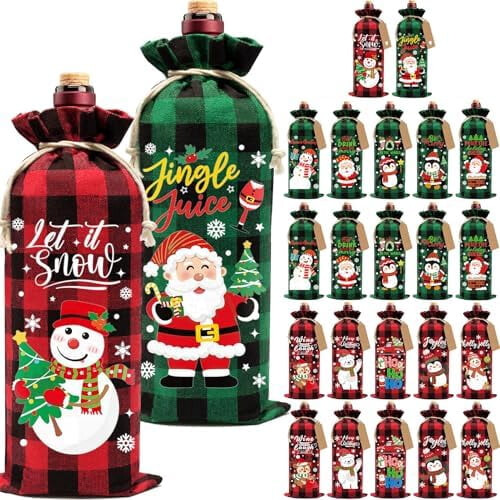 Málaí Fíona Burlap Buffalo Plaid Drawstring24pcs