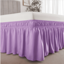 Purple 15" Pleated Wrap-Around Bed Skirt, Ruffled Simple Design, 78x80+15", 1 Piece