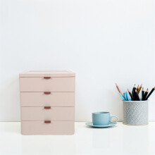 Stackable Plastic Drawer Organizer for Cosmetics and Office Supplies Desktop Use