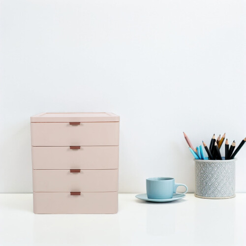 Stackable Plastic Drawer Organizer for Cosmetics and Office Supplies Desktop Use