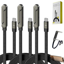 2-i-1 osynlig hållare laddningskabel 240W 5 fot Typ-C