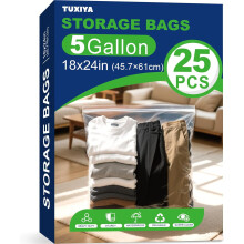 Kirkkaat uudelleenkäytettävät vetoketjulliset säilytyspussit 5 gallonaa 18 x 24 tuumaa 25 kpl