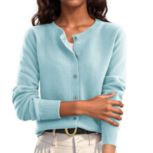 Elastisk polyester damegenser med knapper og kort cardigan, løs passform, essensielt yttertøy for reiser