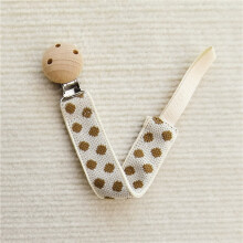 Embroidered Baby Embroidered Pacifier Chain Baby Teether Small Toys Anti-falling Chain Beech Wood Pacifier Clip Lanyard
