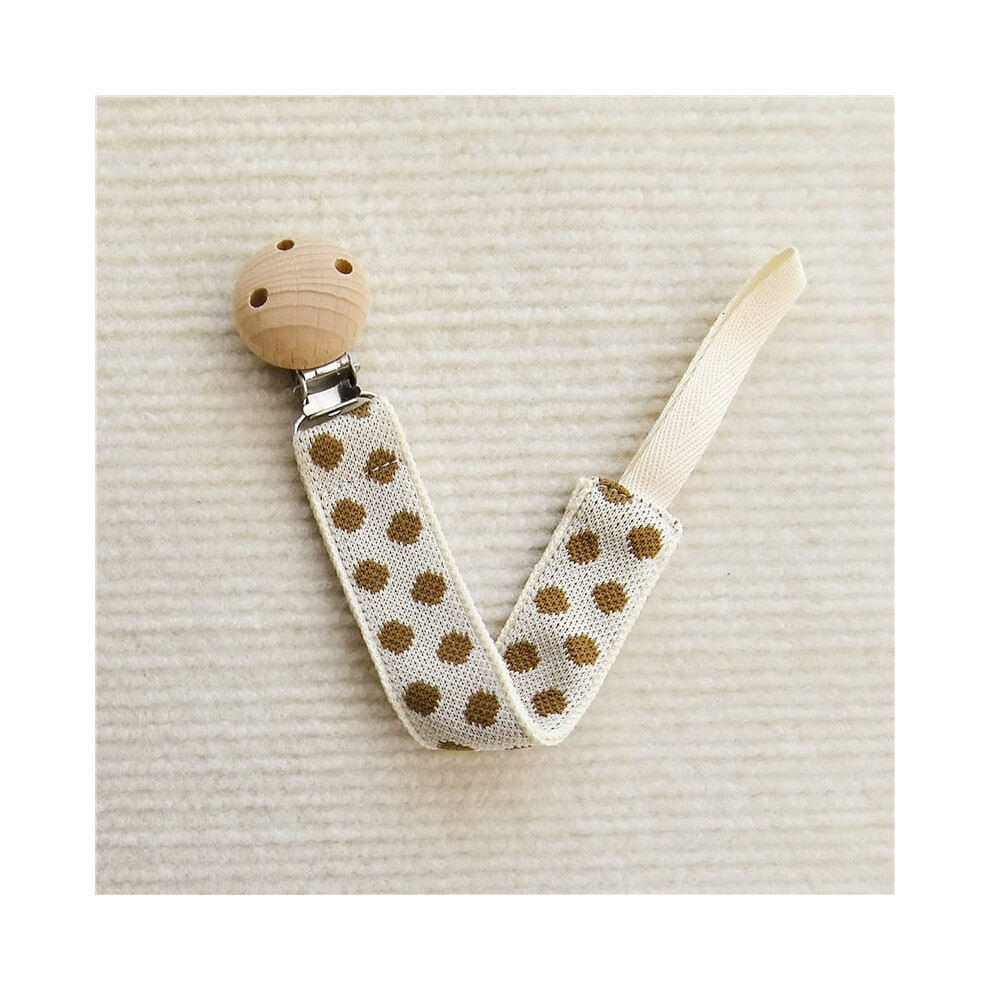 Embroidered Baby Embroidered Pacifier Chain Baby Teether Small Toys Anti-falling Chain Beech Wood Pacifier Clip Lanyard