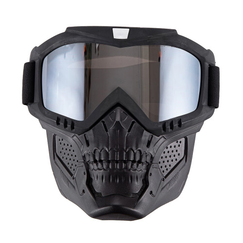 Black padded ATV motorcycle goggles with face mask