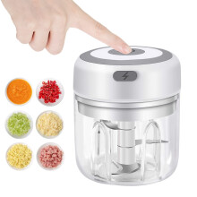 Electric Garlic Chopper, 250ML USB Mini Food Chopper for Garlic, Ginger, Chili, Veggies – White