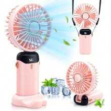 Ventilador portátil de mão com bateria de 5000mAh e 5 velocidades.