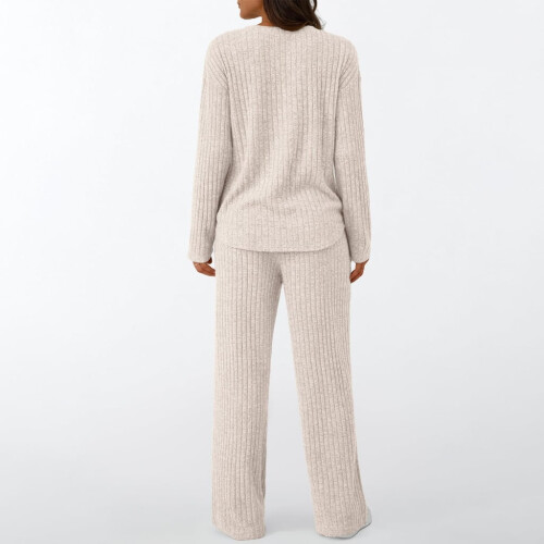 Σετ Lounge Womens2Piece Φθινοπωρινά Σύνολα Πουλόβερ με Λαιμό Ασορτί Φόρμες Πιτζάμες Ρούχα 2