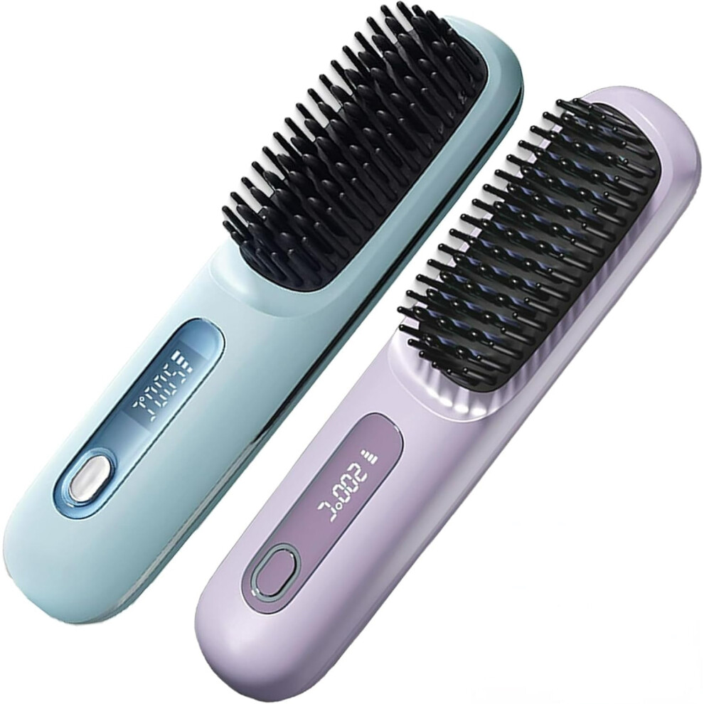 2 in 1 for Straightening and 2026 New Rechargeable Travel Hair Straightener Comb, 3 Temperature Settings
