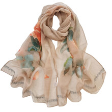 Lenços de seda, lenços femininos leves com estampa floral, lenços xale, lenços da moda, xales e echarpes de chiffon transparente para proteção